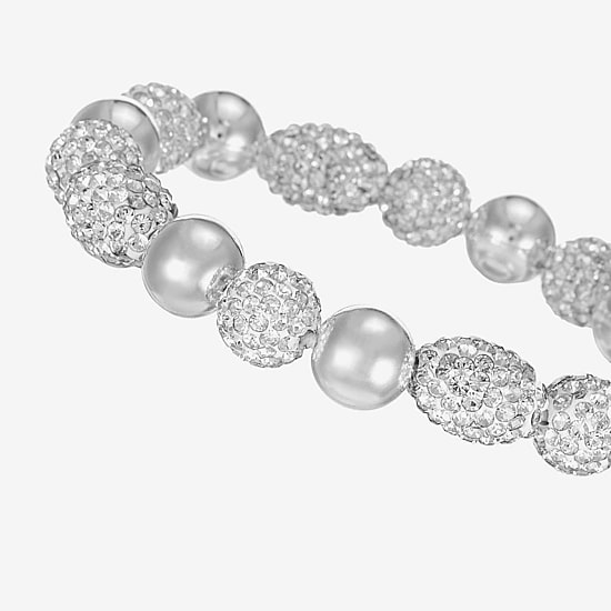 Monet Jewelry Womens Pink Glass Round Stretch Bracelet