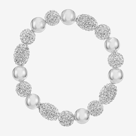 Monet Jewelry Womens Pink Glass Round Stretch Bracelet