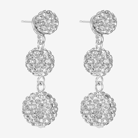 Monet Jewelry Womens Pink Glass Round Hypoallergenic Drop Earrings