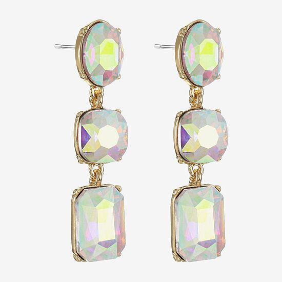Monet Jewelry Womens Glass Cushion Hypoallergenic Drop Earrings