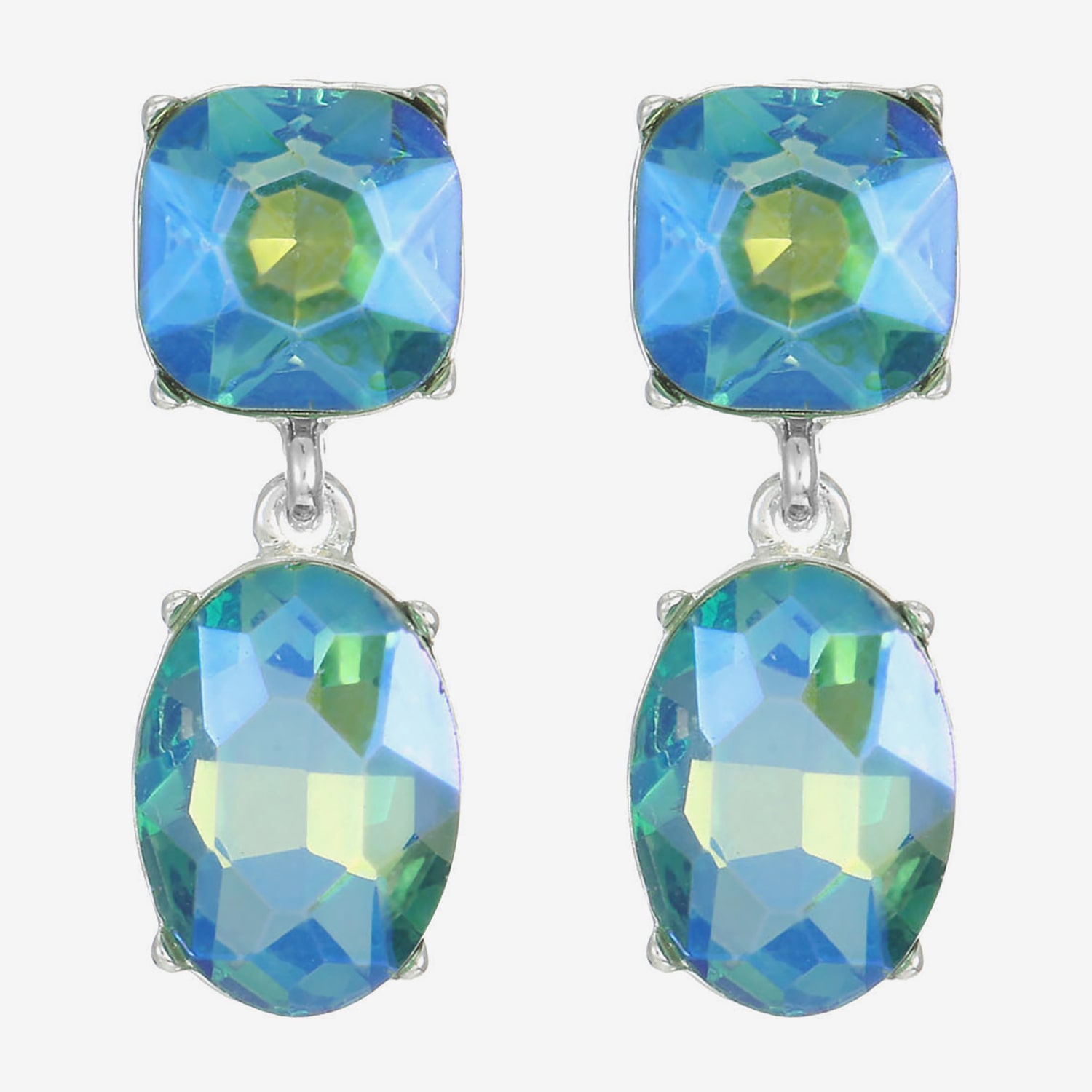 Monet Jewelry Womens Green Glass Cushion Hypoallergenic Drop Earrings