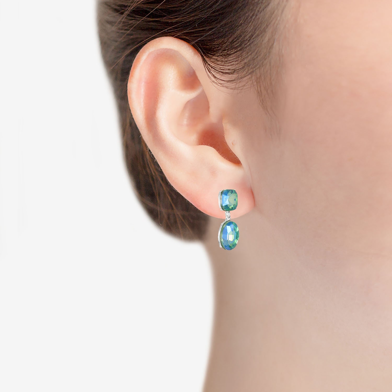 Monet Jewelry Womens Green Glass Cushion Hypoallergenic Drop Earrings