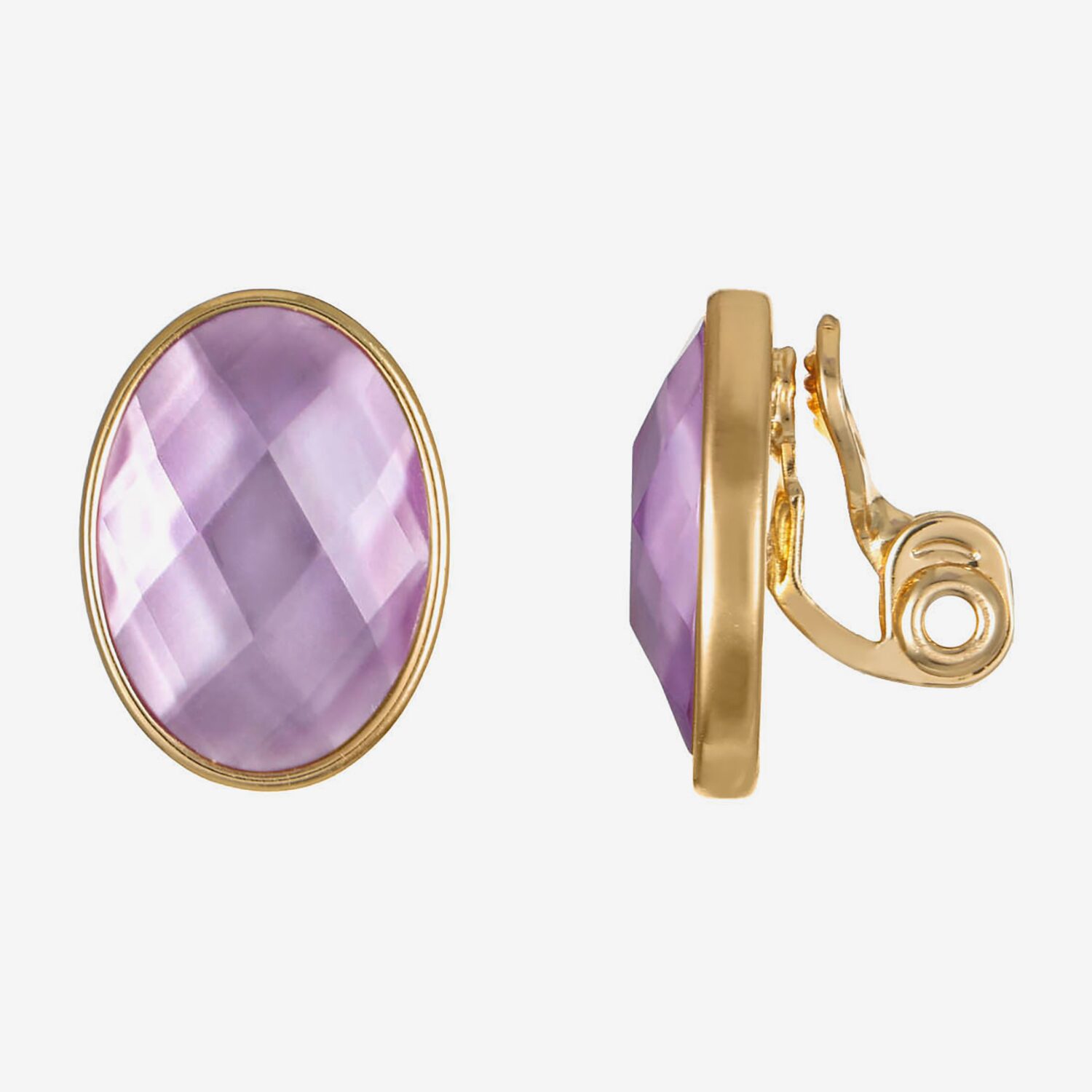 Monet Jewelry Womens Purple Glass Oval Clip On Earrings