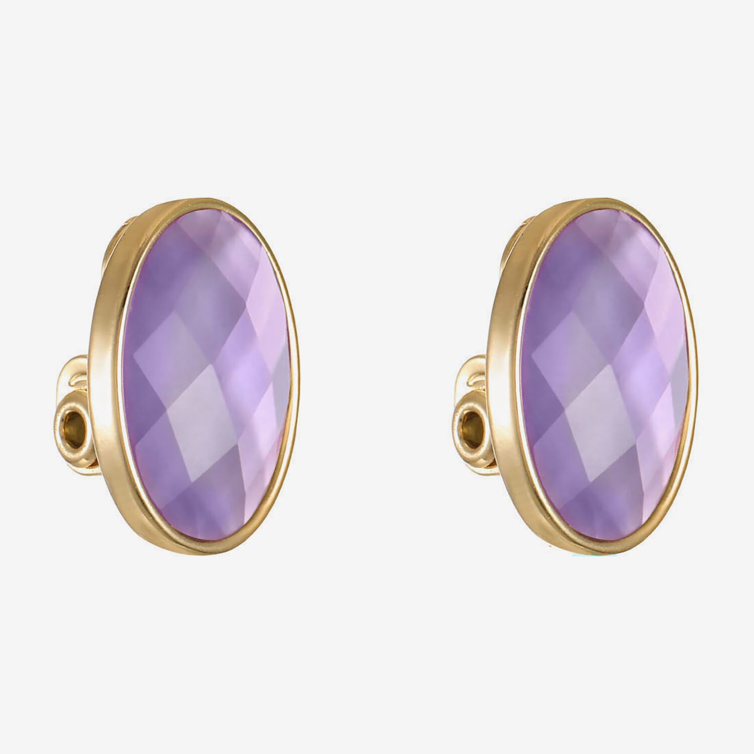 Monet Jewelry Womens Purple Glass Oval Clip On Earrings