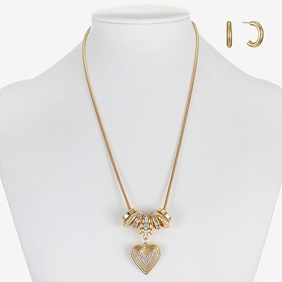 Liz Claiborne Womens Glass Heart 2-pc. Jewelry Set