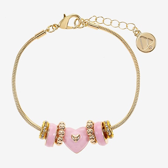 Liz Claiborne Womens Glass Heart Charm Bracelet