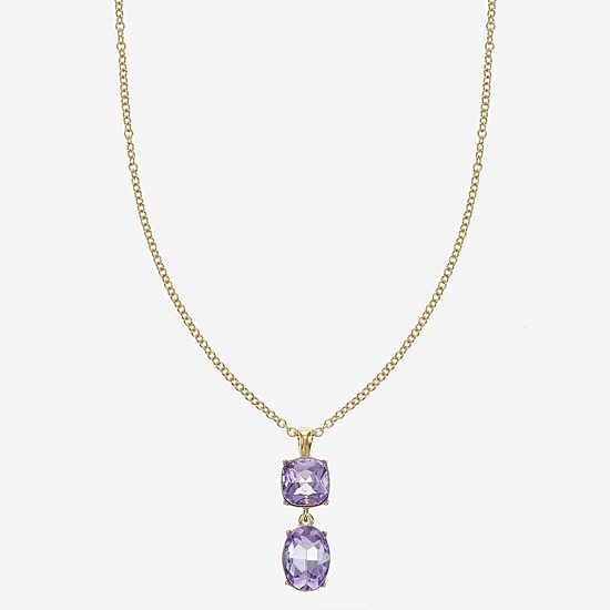 Monet Jewelry Womens Glass Cushion 17 Inch Pendant Necklace