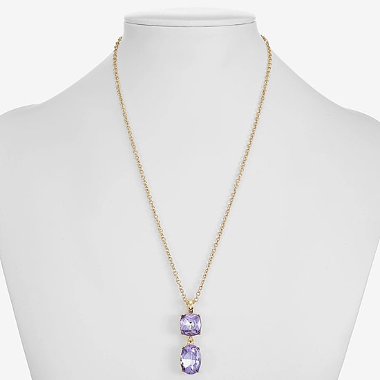 Monet Jewelry Womens Glass Cushion 17 Inch Pendant Necklace