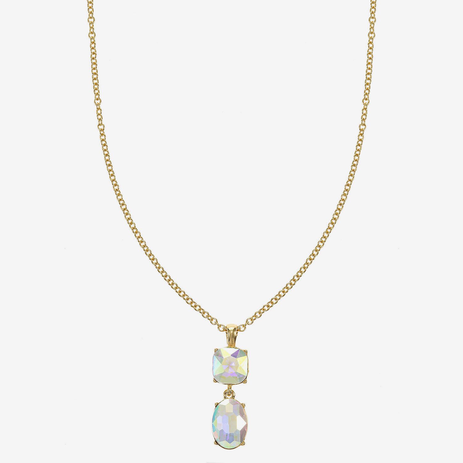 Monet Jewelry Womens Glass Cushion 17 Inch Pendant Necklace