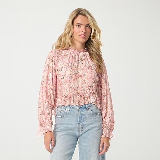 JS Jessica Simpson Womens Mock Neck Long Sleeve Blouse