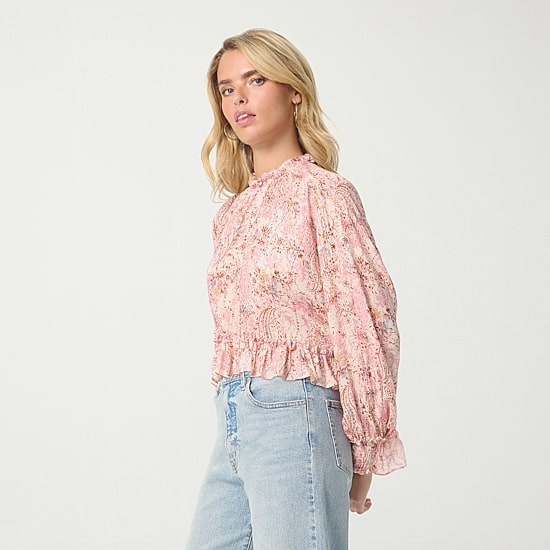 JS Jessica Simpson Womens Mock Neck Long Sleeve Blouse