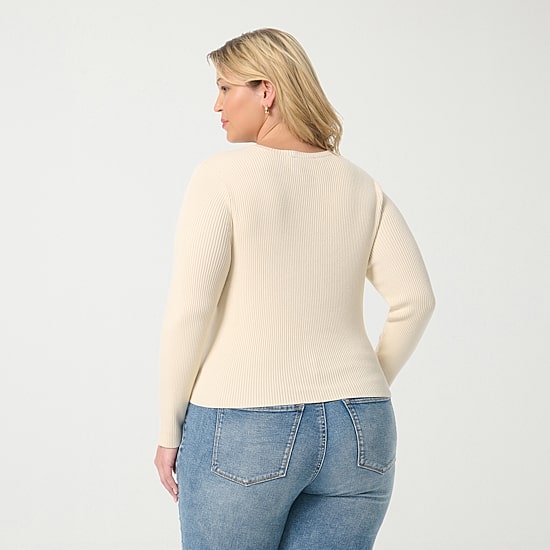 JS Jessica Simpson Plus Womens Round Neck Long Sleeve Pullover Sweater