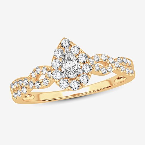 Modern Bride Womens 1/2 Ct. T.w. Natural White Diamond 10k Gold Pear Engagement Ring In Yellow