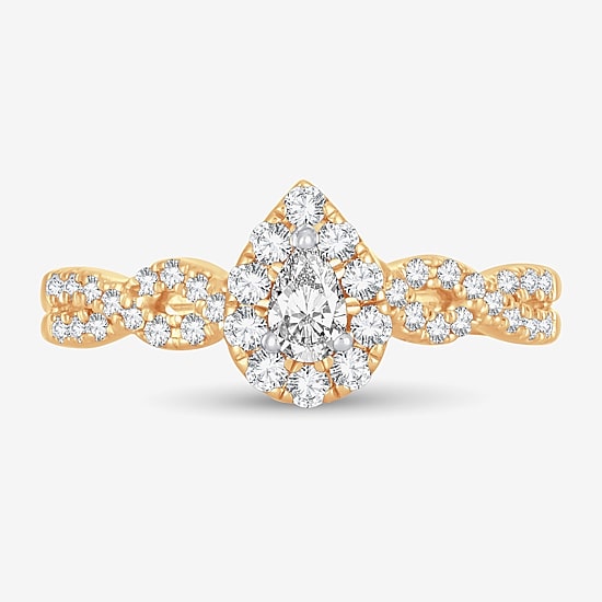 Womens 1/2 CT. T.W. Natural White Diamond 10K Gold Pear Engagement Ring