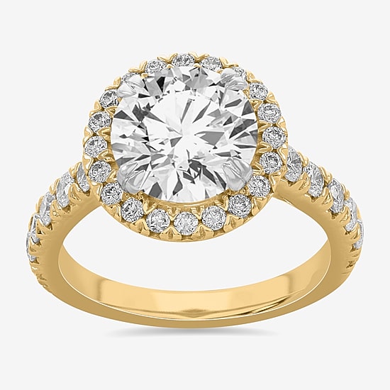 (H-I / Si1-Si2) Womens 4 CT. T.W. Lab Grown White Diamond 14K White Gold Round Side Stone Halo Engagement Ring