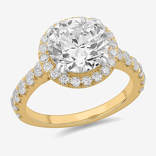 (H-I / Si1-Si2) Womens 4 CT. T.W. Lab Grown White Diamond 14K White Gold Round Side Stone Halo Engagement Ring
