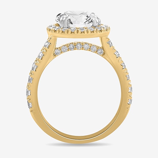 (H-I / Si1-Si2) Womens 4 CT. T.W. Lab Grown White Diamond 14K White Gold Round Side Stone Halo Engagement Ring