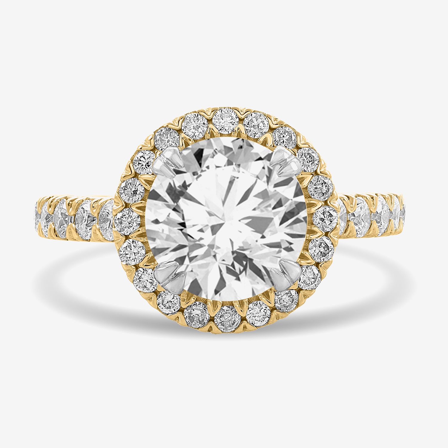 (H-I / Si1-Si2) Womens 4 CT. T.W. Lab Grown White Diamond 14K Gold Round Side Stone Halo Engagement Ring