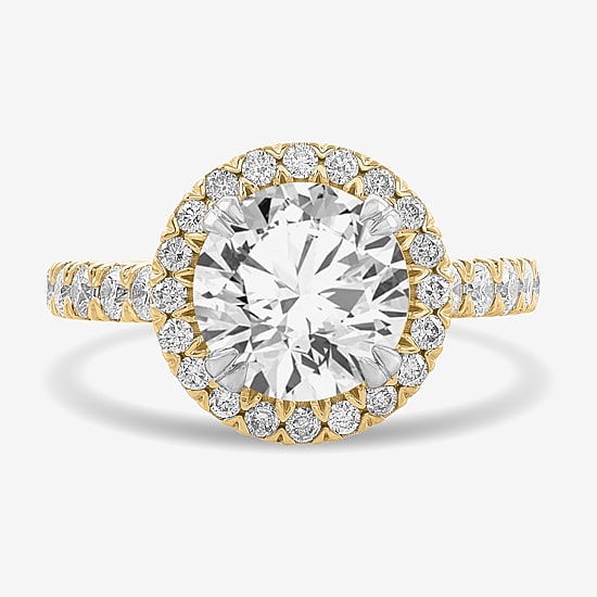 (H-I / Si1-Si2) Womens 4 CT. T.W. Lab Grown White Diamond 14K White Gold Round Side Stone Halo Engagement Ring
