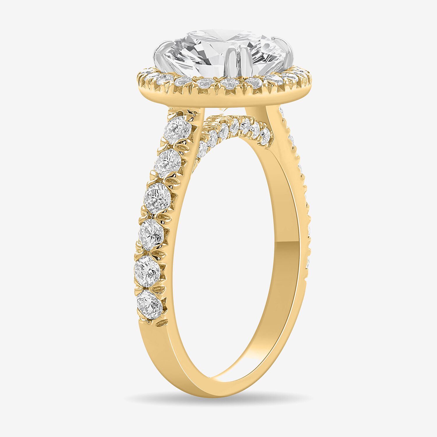 (H-I / Si1-Si2) Womens 4 CT. T.W. Lab Grown White Diamond 14K Gold Round Side Stone Halo Engagement Ring