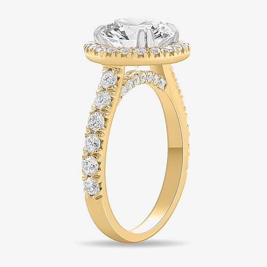 (H-I / Si1-Si2) Womens 4 CT. T.W. Lab Grown White Diamond 14K White Gold Round Side Stone Halo Engagement Ring