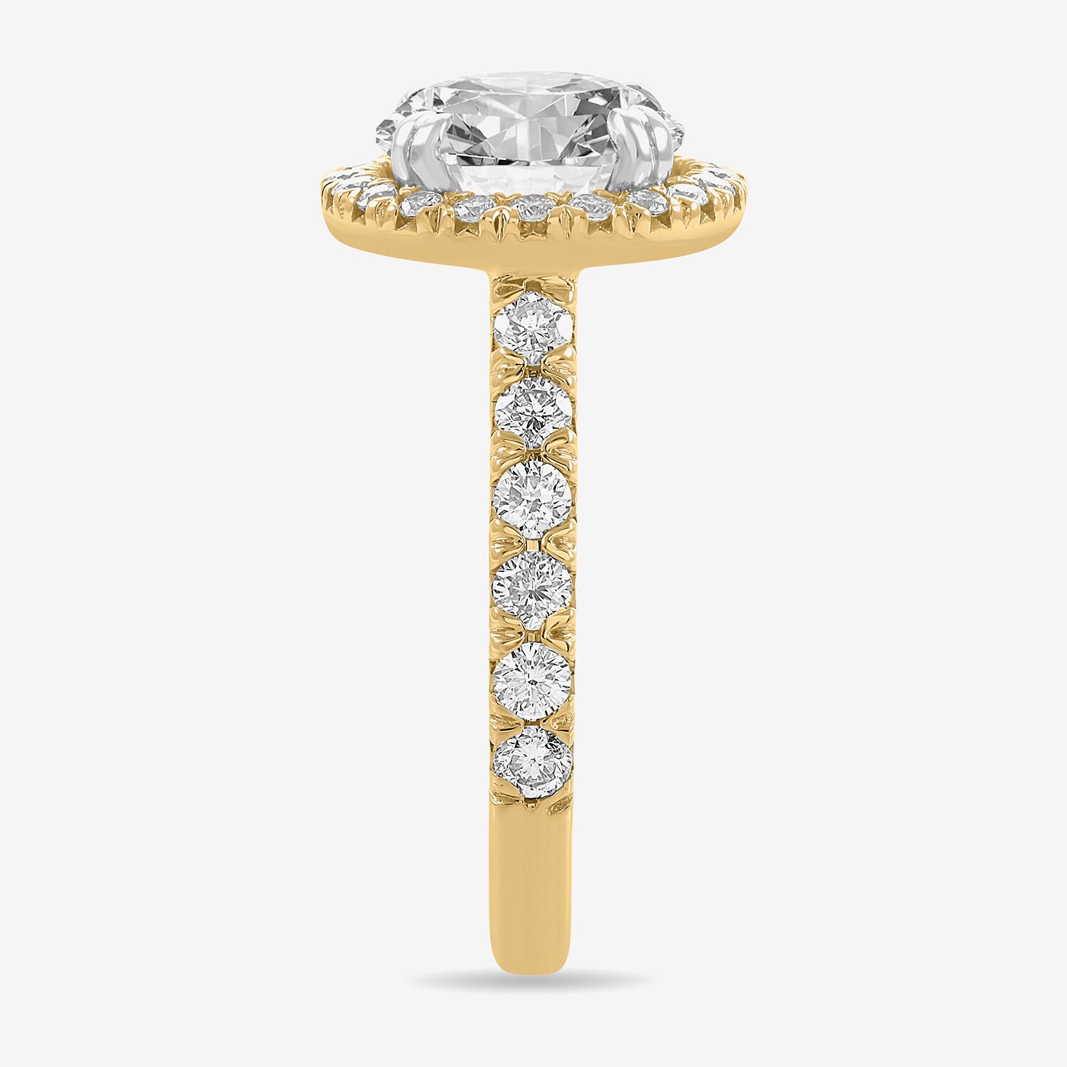 (H-I / Si1-Si2) Womens 4 CT. T.W. Lab Grown White Diamond 14K Gold Round Side Stone Halo Engagement Ring