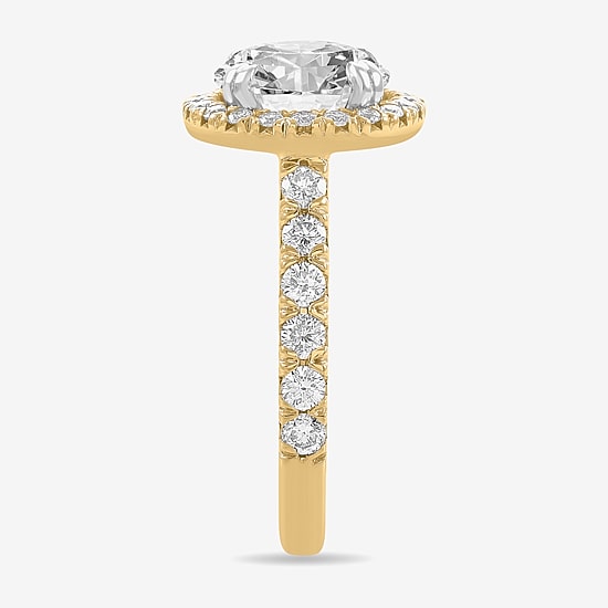 (H-I / Si1-Si2) Womens 4 CT. T.W. Lab Grown White Diamond 14K White Gold Round Side Stone Halo Engagement Ring