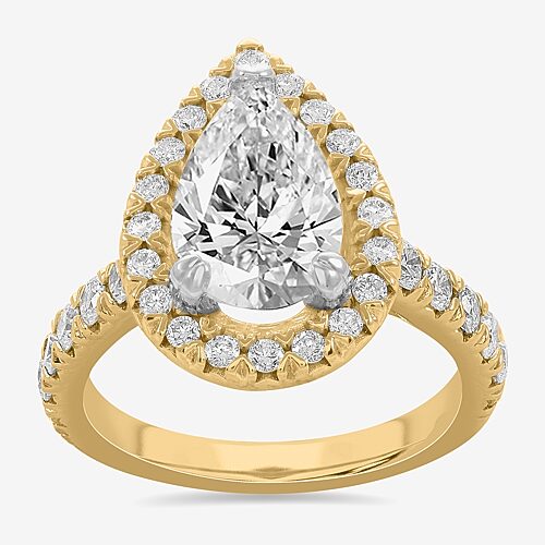 Modern Bride (h-i / Si1-si2) Womens 4 Ct. T.w. Lab Grown White Diamond 14k White Gold Pear Side Stone Halo Engage In Yellow