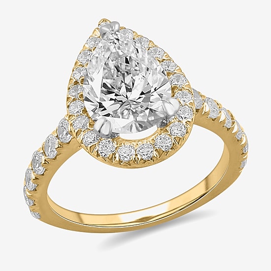 (H-I / Si1-Si2) Womens 4 CT. T.W. Lab Grown White Diamond 14K White Gold Pear Side Stone Halo Engagement Ring