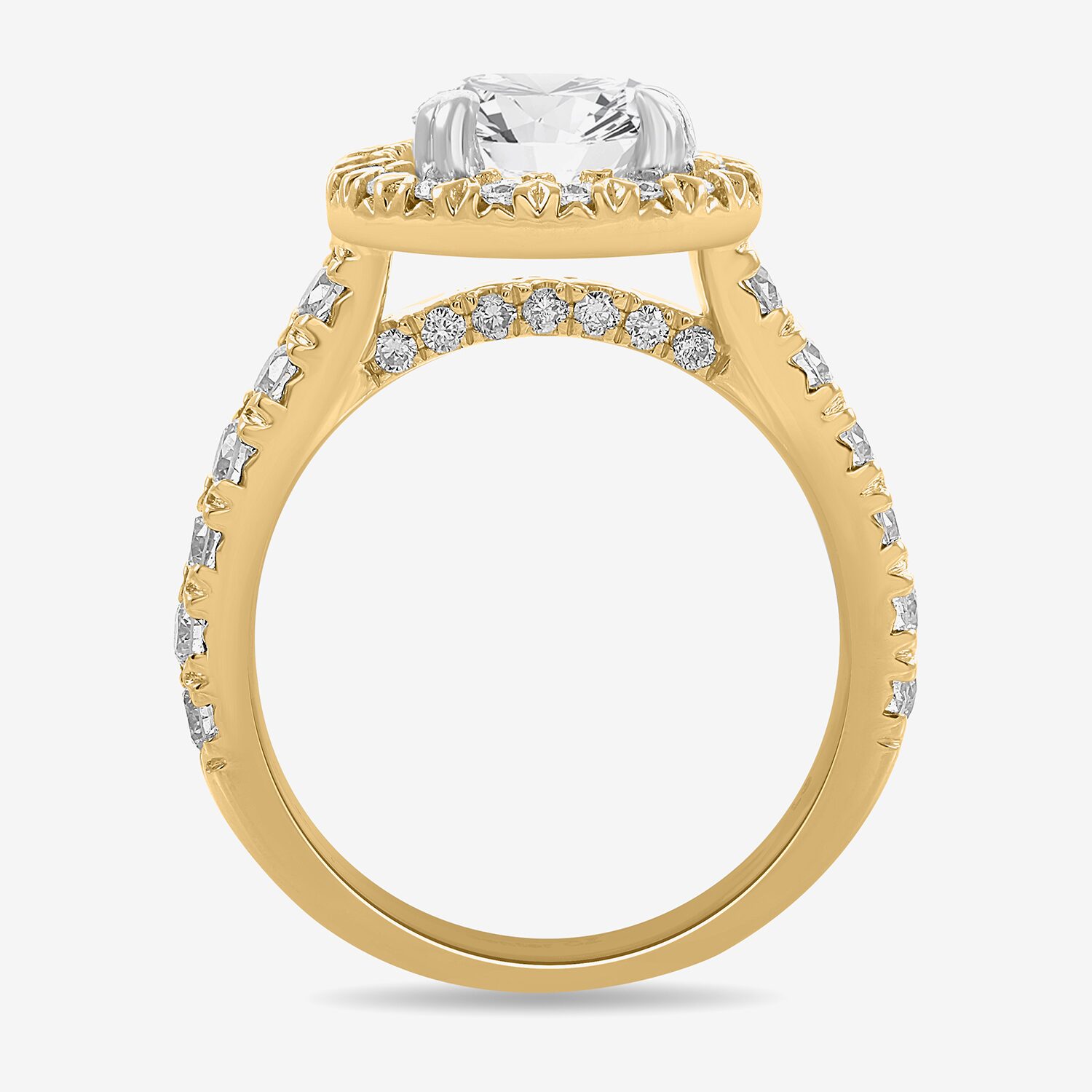 (H-I / Si1-Si2) Womens 4 CT. T.W. Lab Grown White Diamond 14K Gold Pear Side Stone Halo Engagement Ring