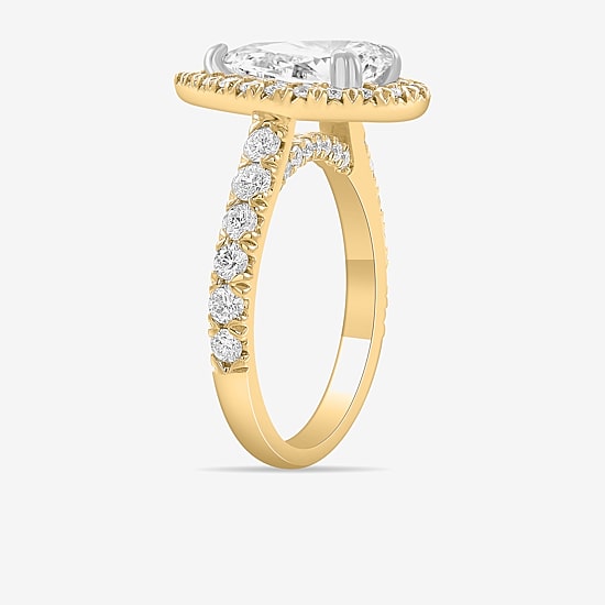 (H-I / Si1-Si2) Womens 4 CT. T.W. Lab Grown White Diamond 14K White Gold Pear Side Stone Halo Engagement Ring