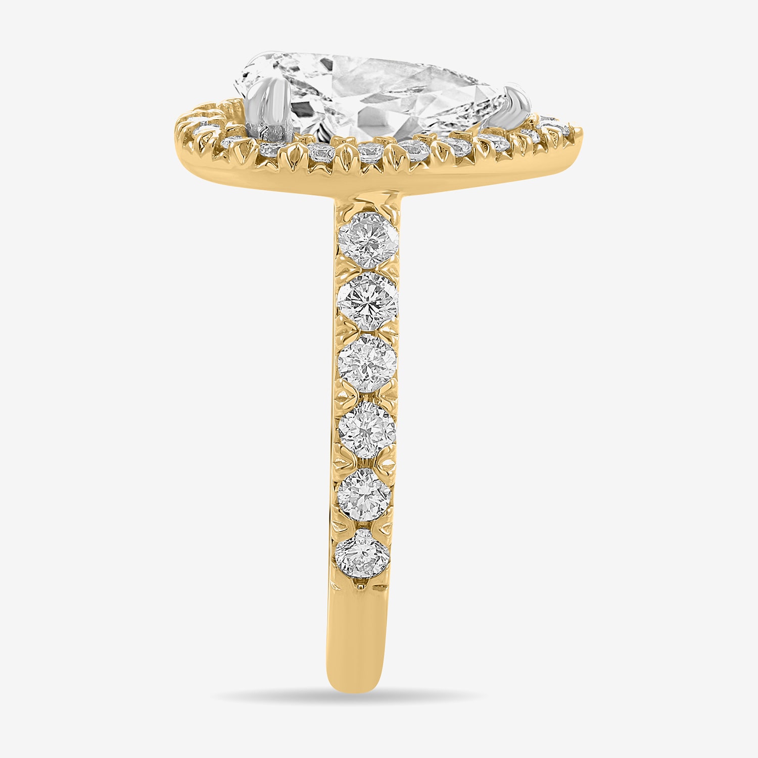 (H-I / Si1-Si2) Womens 4 CT. T.W. Lab Grown White Diamond 14K Gold Pear Side Stone Halo Engagement Ring