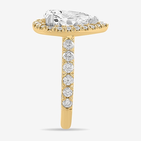 (H-I / Si1-Si2) Womens 4 CT. T.W. Lab Grown White Diamond 14K White Gold Pear Side Stone Halo Engagement Ring