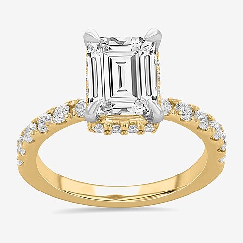 Modern Bride (h-i / Si1-si2) Womens 3 3/4 Ct. T.w. Lab Grown White Diamond 14k White Gold Side Stone Engagement R In Yellow