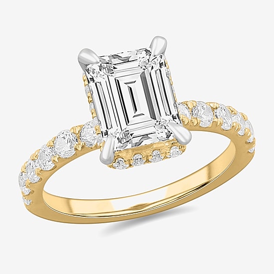(H-I / Si1-Si2) Womens 3 3/4 CT. T.W. Lab Grown White Diamond 14K White Gold Side Stone Engagement Ring