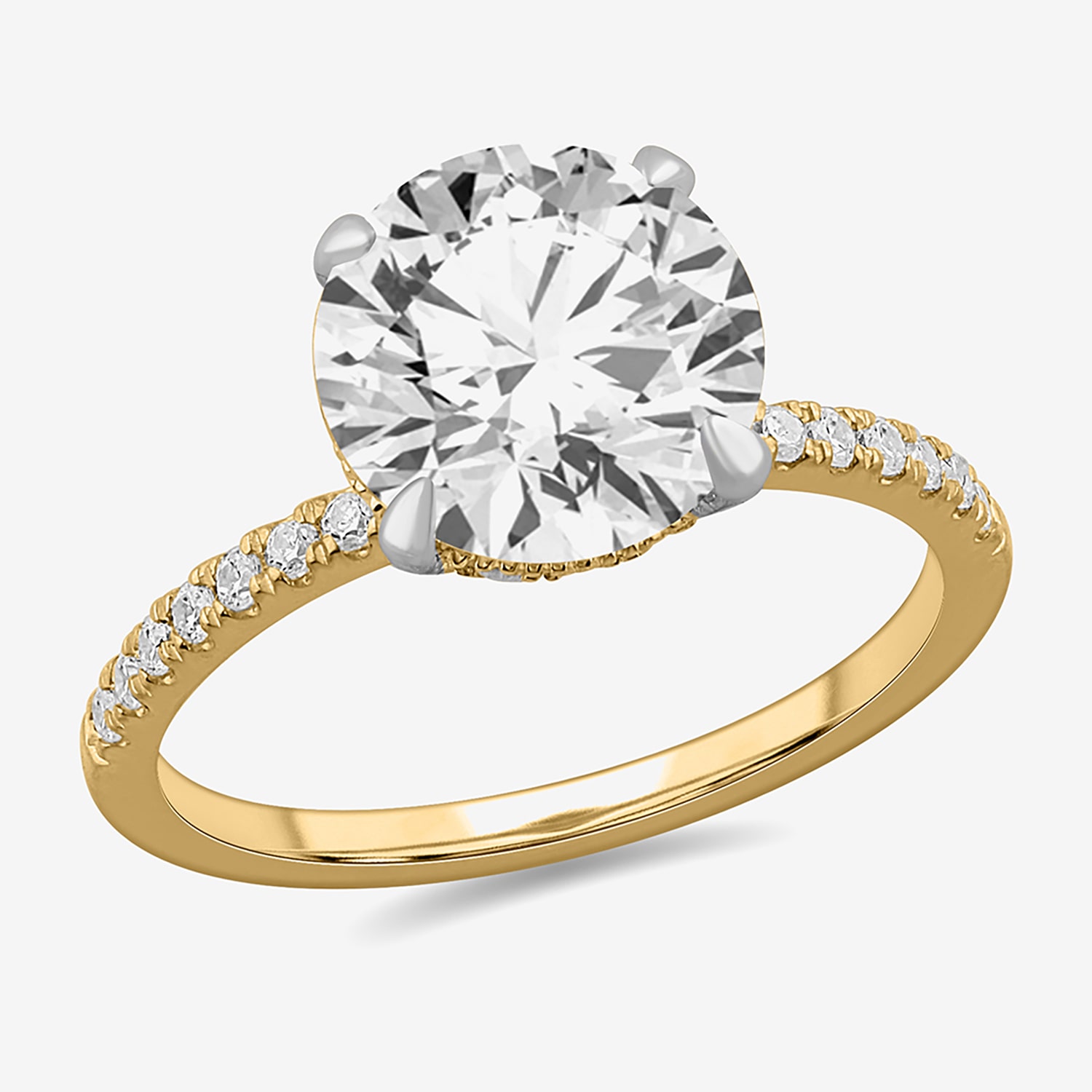 (H-I / Si1-Si2) Womens 3 1/4 CT. T.W. Lab Grown White Diamond 14K Gold Round Side Stone Engagement Ring