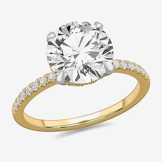 (H-I / Si1-Si2) Womens 3 1/4 CT. T.W. Lab Grown White Diamond 14K White Gold Round Side Stone Engagement Ring