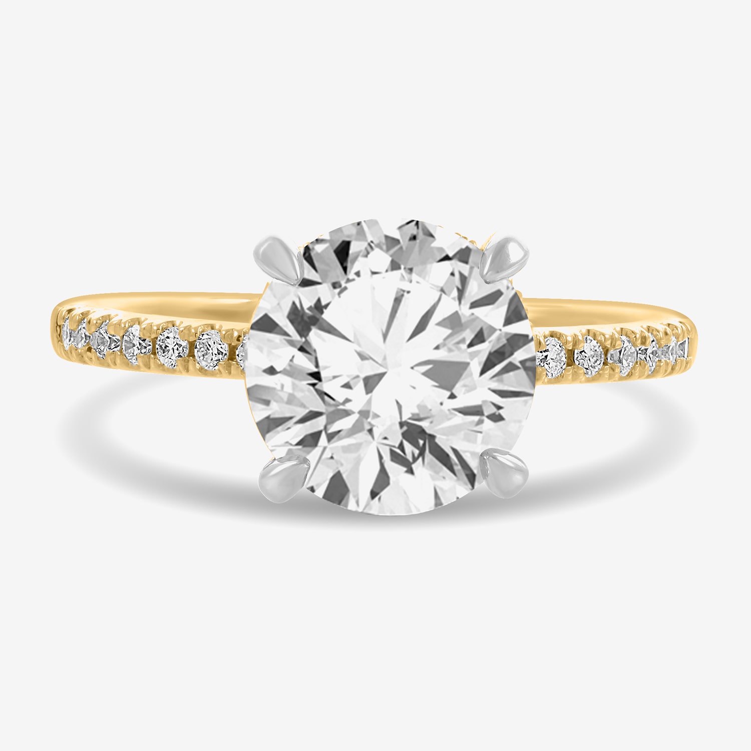 (H-I / Si1-Si2) Womens 3 1/4 CT. T.W. Lab Grown White Diamond 14K Gold Round Side Stone Engagement Ring
