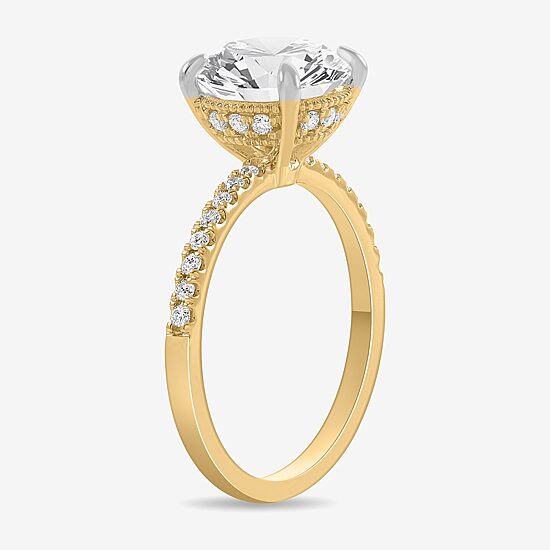 (H-I / Si1-Si2) Womens 3 1/4 CT. T.W. Lab Grown White Diamond 14K White Gold Round Side Stone Engagement Ring