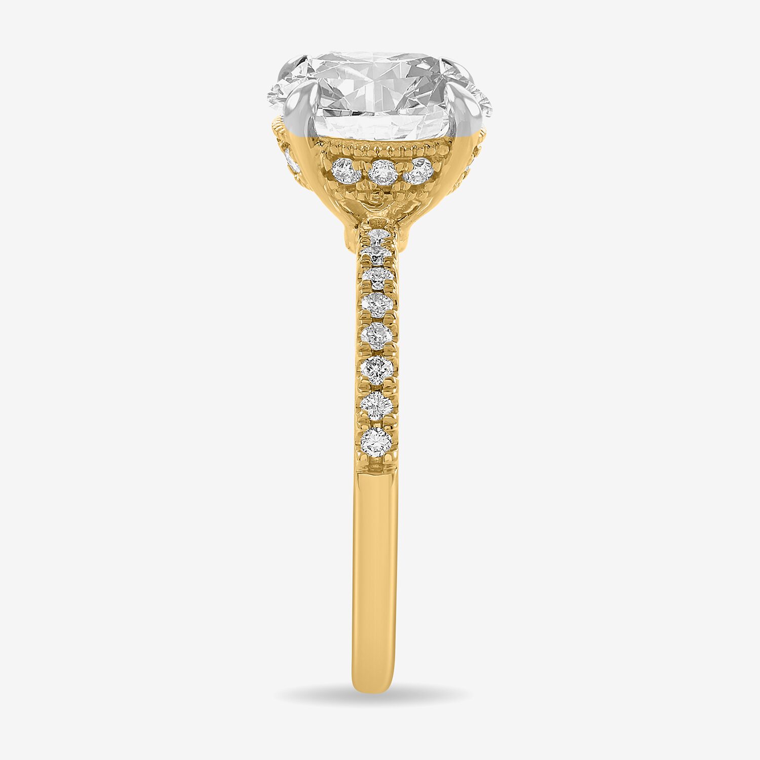 (H-I / Si1-Si2) Womens 3 1/4 CT. T.W. Lab Grown White Diamond 14K Gold Round Side Stone Engagement Ring