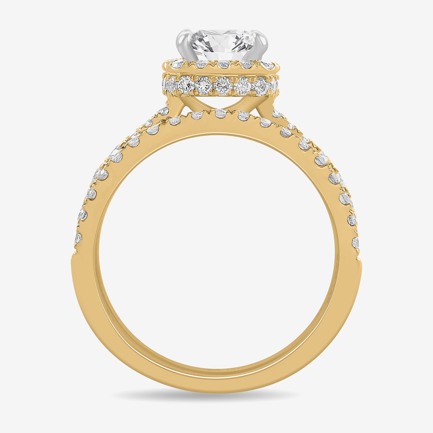 H-I / Si1-Si2) Womens 1 7/8 CT. T.W. Lab Grown White Diamond 14K Gold Cushion Side Stone Halo Bridal Set