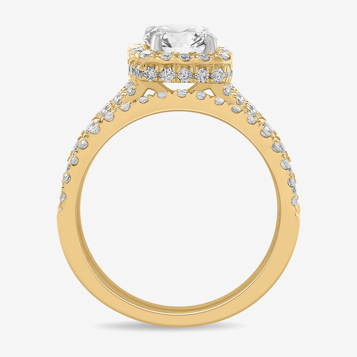 H-I / Si1-Si2) Womens 1 7/8 CT. T.W. Lab Grown White Diamond 14K Gold Cushion Side Stone Halo Bridal Set