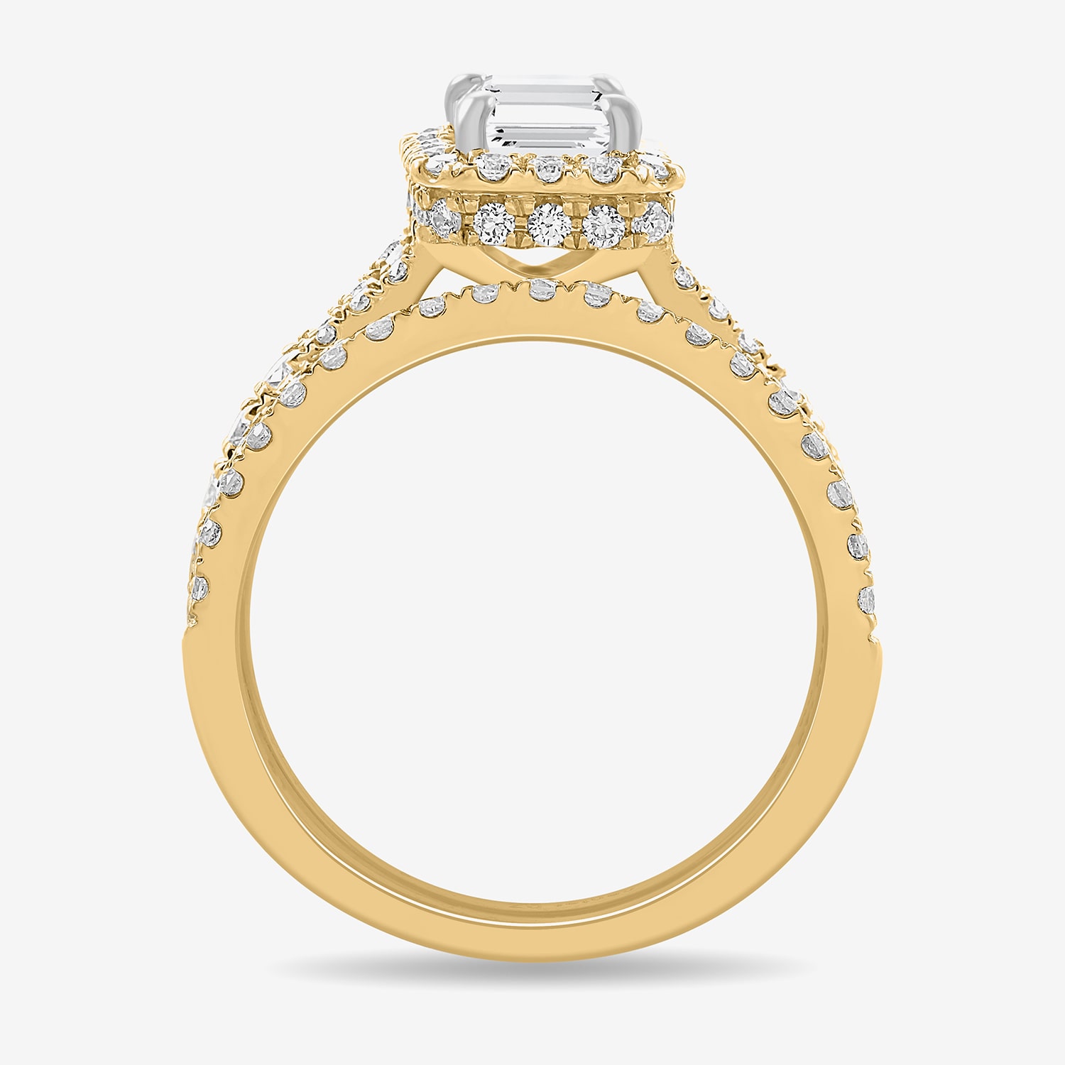 H-I / Si1-Si2) Womens 1 / CT. T.W. Lab Grown White Diamond 14K Gold Side Stone Halo Bridal Set