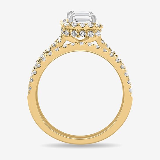 (H-I / Si1-Si2) Womens 1 7/8 CT. T.W. Lab Grown White Diamond 14K White Gold Side Stone Halo Bridal Set