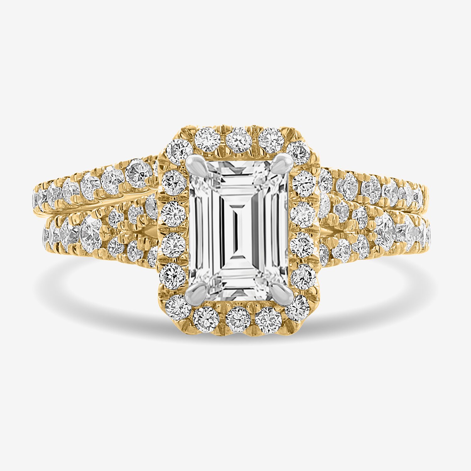 H-I / Si1-Si2) Womens 1 / CT. T.W. Lab Grown White Diamond 14K Gold Side Stone Halo Bridal Set
