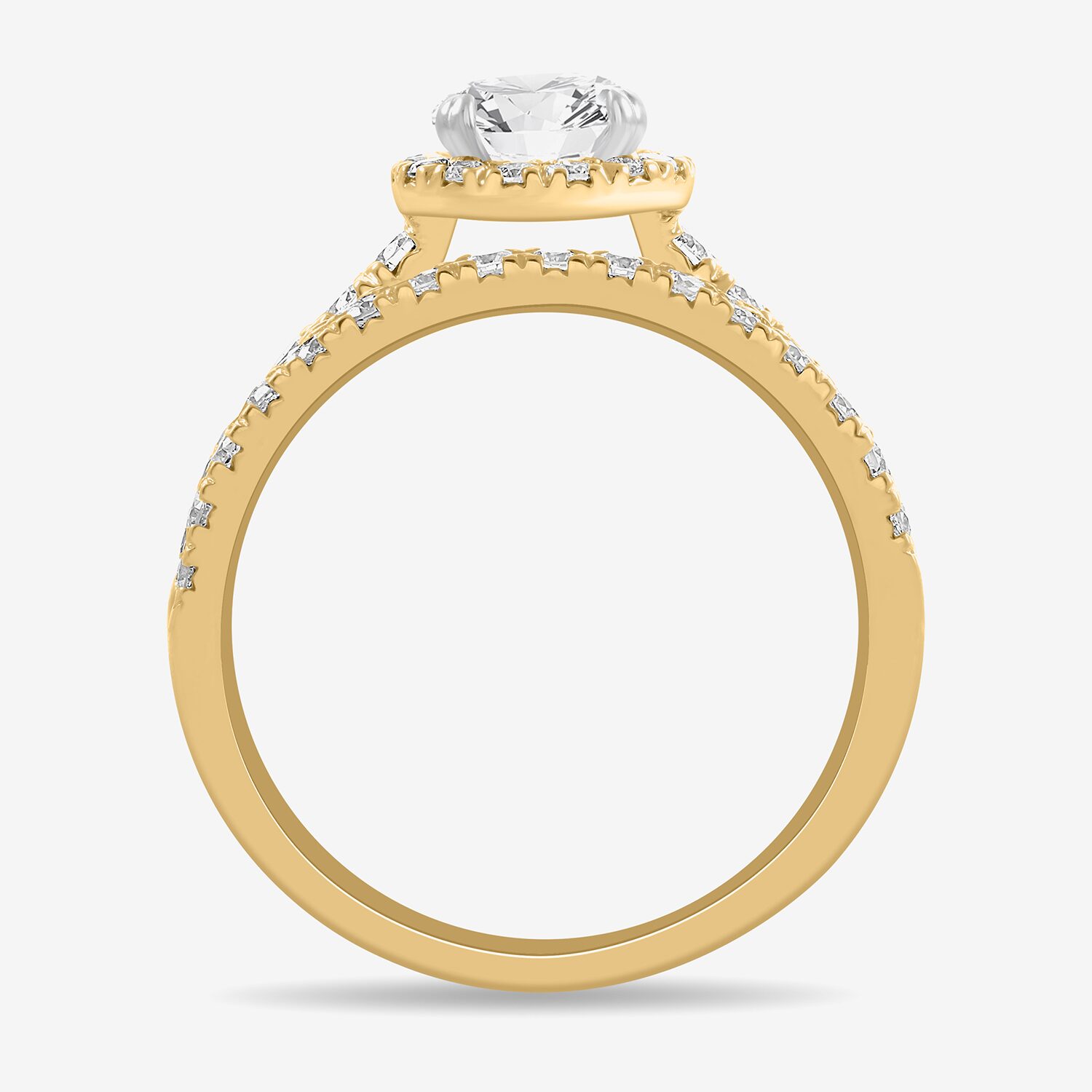 (H-I / Si1-Si2) Womens 1 3/4 CT. T.W. Lab Grown White Diamond 14K Gold Pear Side Stone Halo Bridal Set