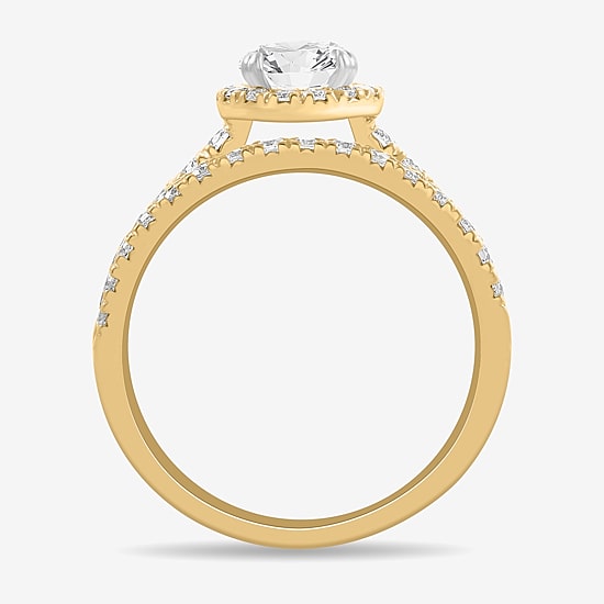 (H-I / Si1-Si2) Womens 1 3/4 CT. T.W. Lab Grown White Diamond 14K White Gold Pear Side Stone Halo Bridal Set