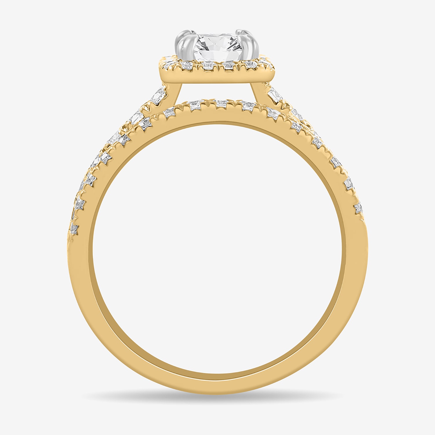(H-I / Si1-Si2) Womens 1 3/4 CT. T.W. Lab Grown White Diamond 14K Gold Side Stone Halo Bridal Set