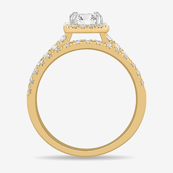 (H-I / Si1-Si2) Womens 1 3/4 CT. T.W. Lab Grown White Diamond 14K White Gold Side Stone Halo Bridal Set