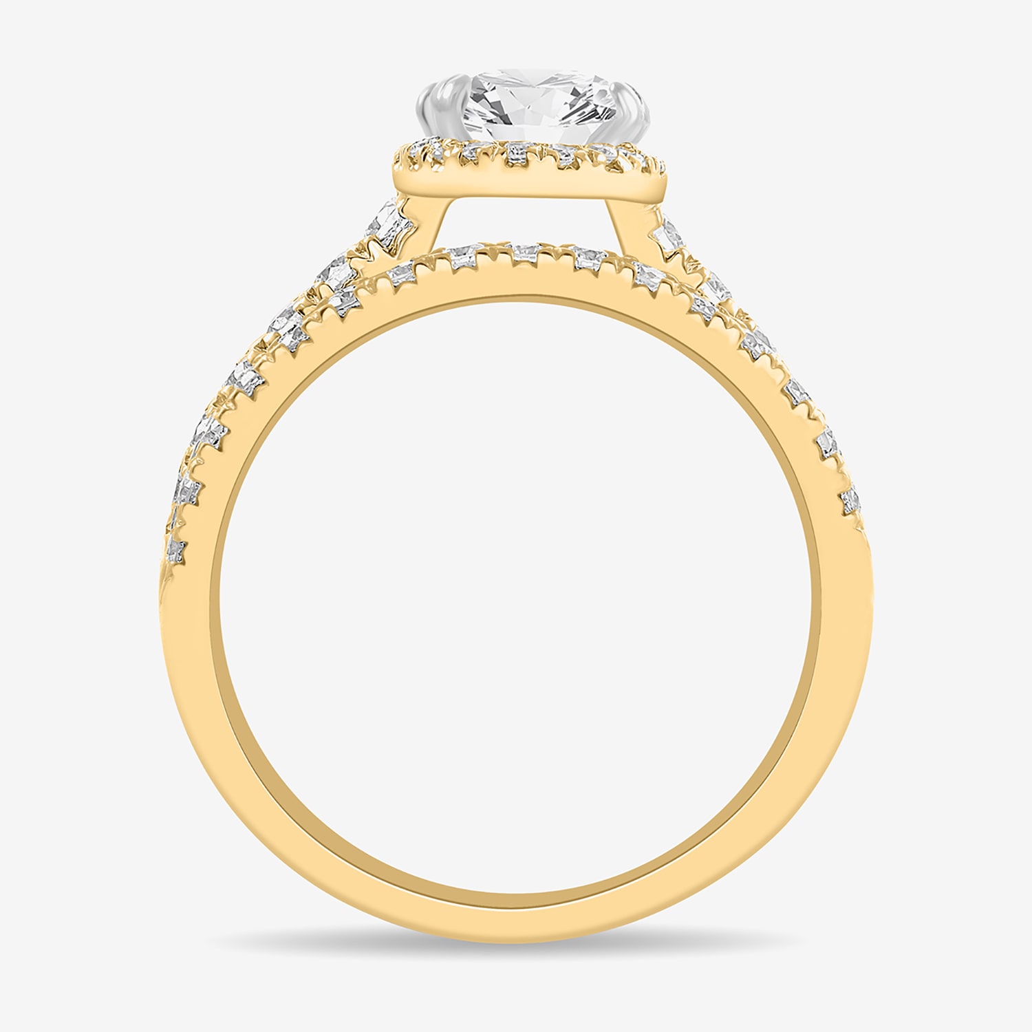 (H-I / Si1-Si2) Womens 1 3/4 CT. T.W. Lab Grown White Diamond 14K Gold Oval Side Stone Halo Bridal Set